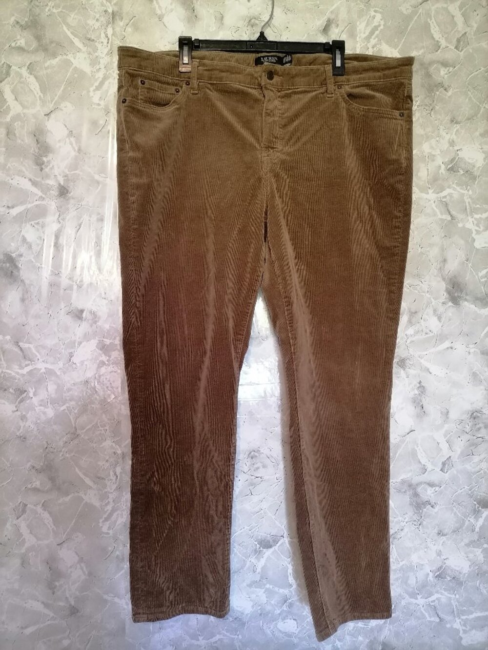 Lauren Ralph Lauren Women's Camel Brown Corduroy Straight Leg Pants Sz 20W 20+42